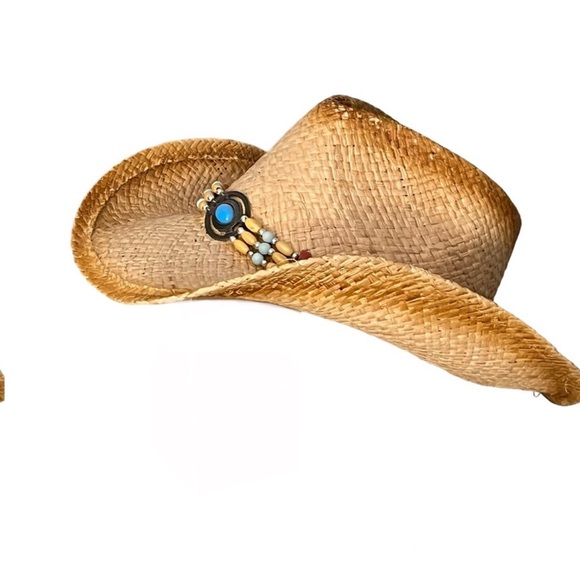 Straw and Turquoise Festival / River-Rat Cowgirl Hat - Leader LOGO BNWOT main image 8